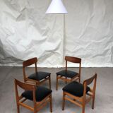 Vintage set of 4 mid century teak dining chairs scandinavian 60s 70s retro danish