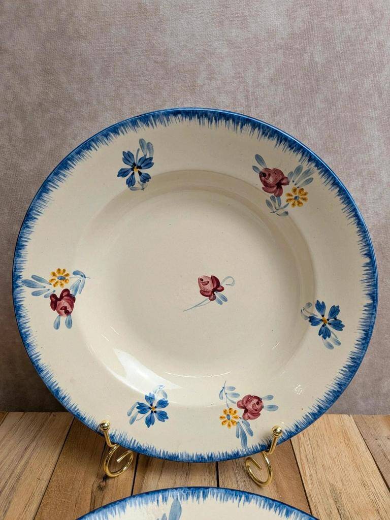 Set of 2 vintage deep plates Digoin Sarreguemines Marie-lou Terre de Fer
