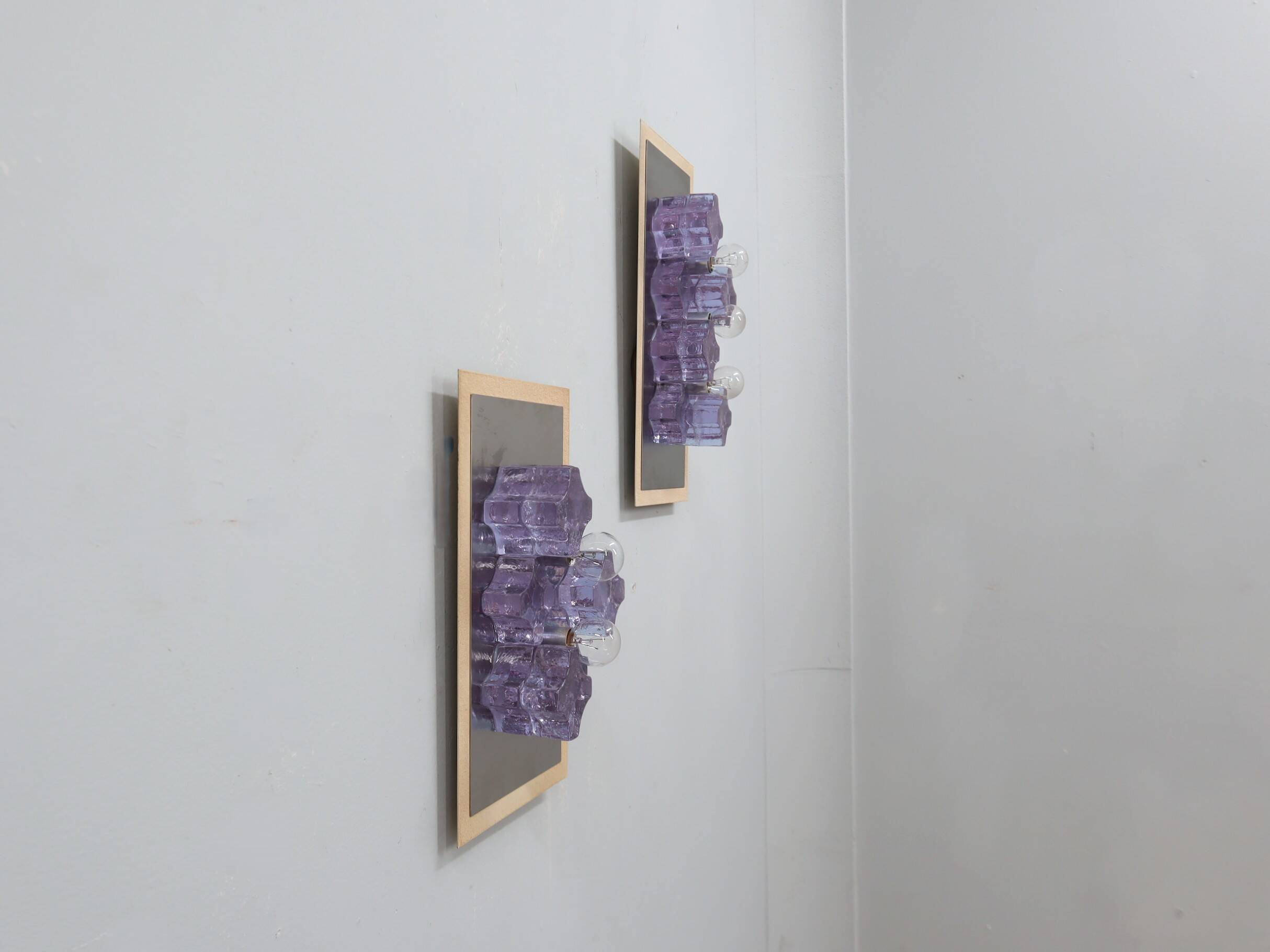 Sculptural Poliarte Murano glass wall sconces 1970s, set of 2