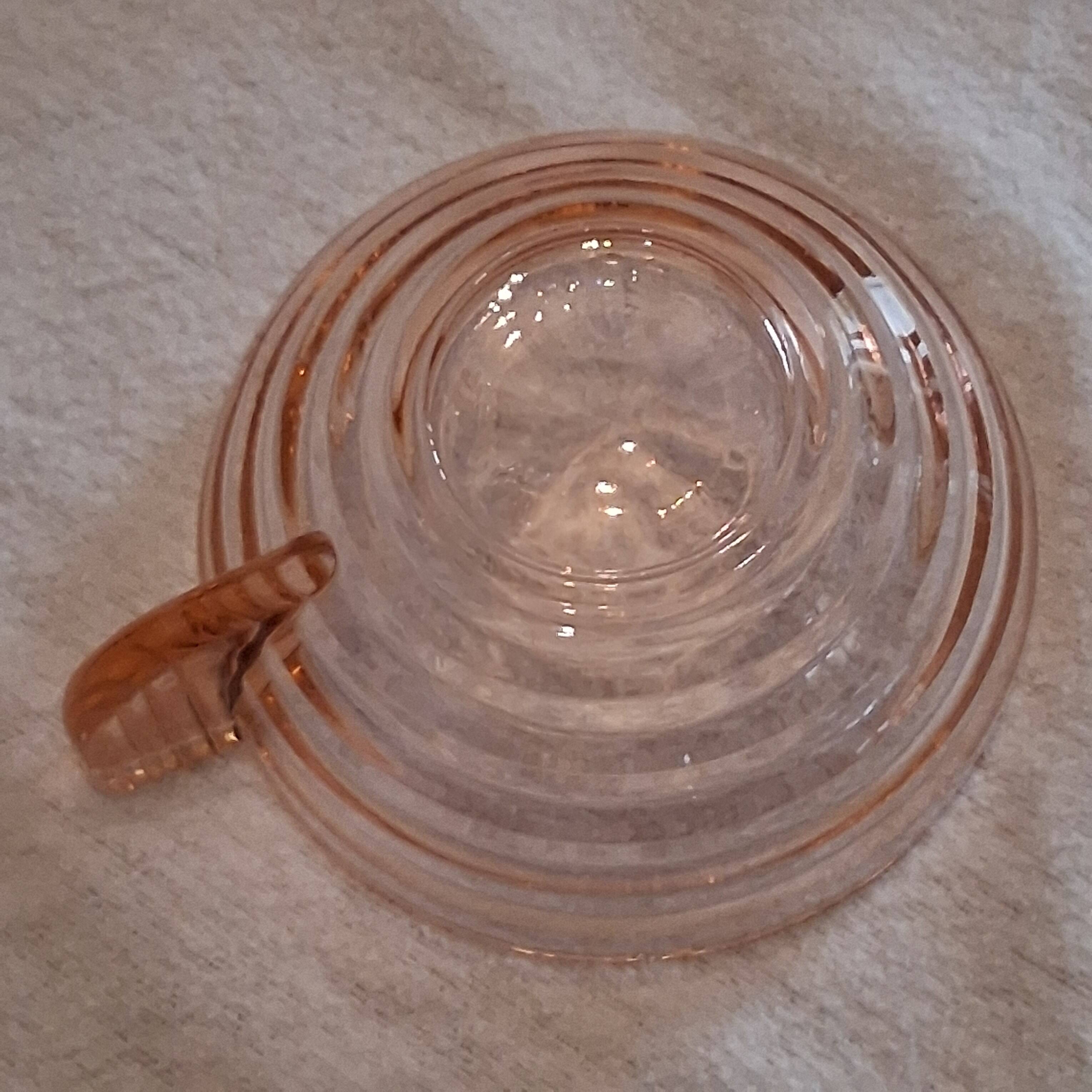 Set of 6 pink glass cups in very good condition.