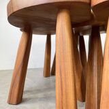 Flower coffee table set with elm tripod stools