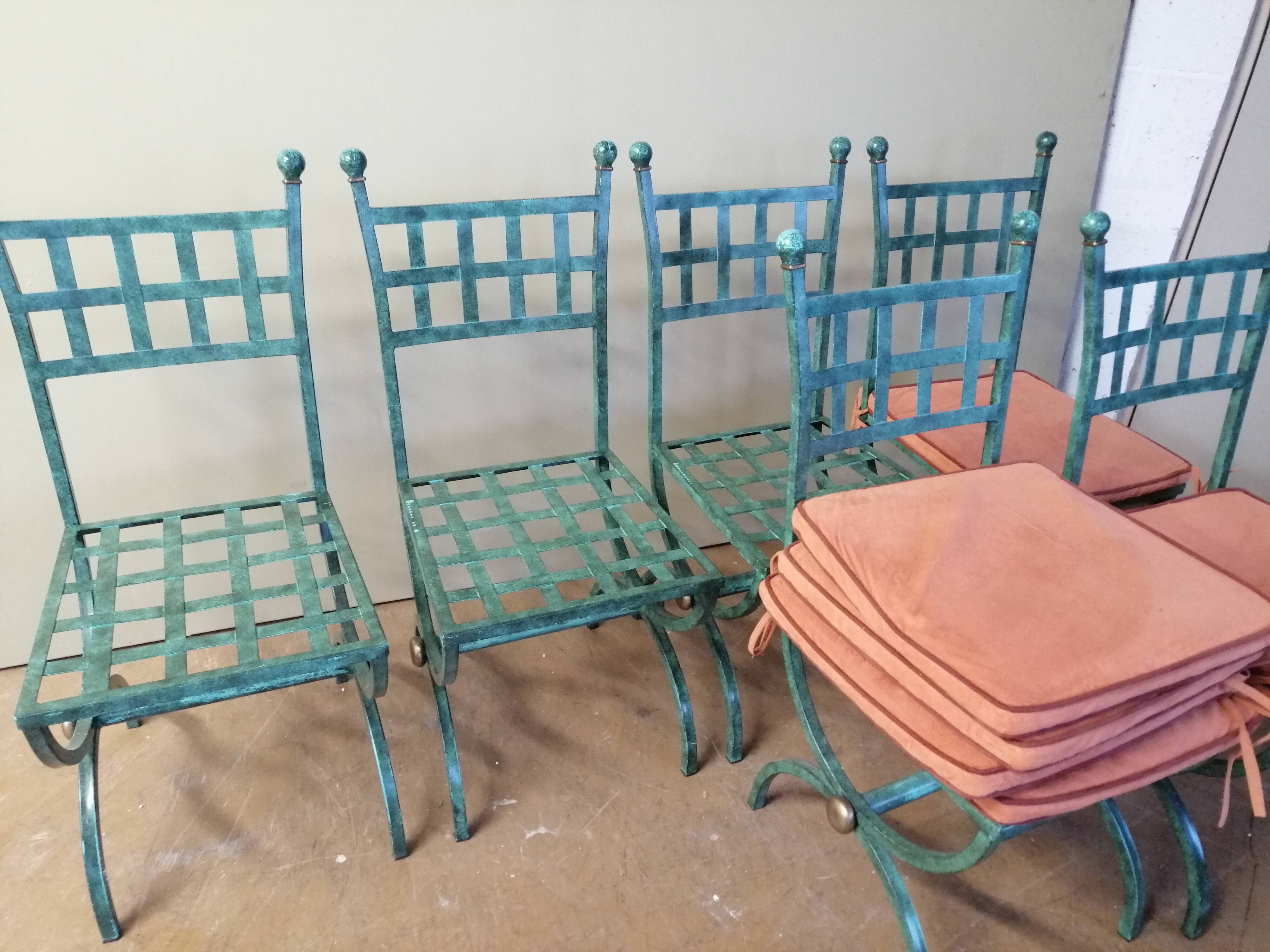 Lot de 6 chaises en fer forgé