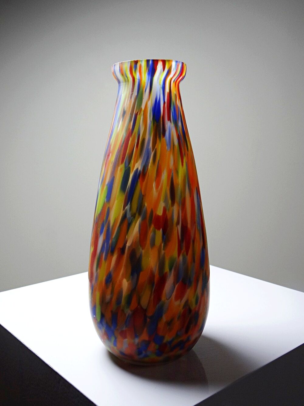 Vase ancien en verre jaspé polychrome type Clichy-Legras, Art déco