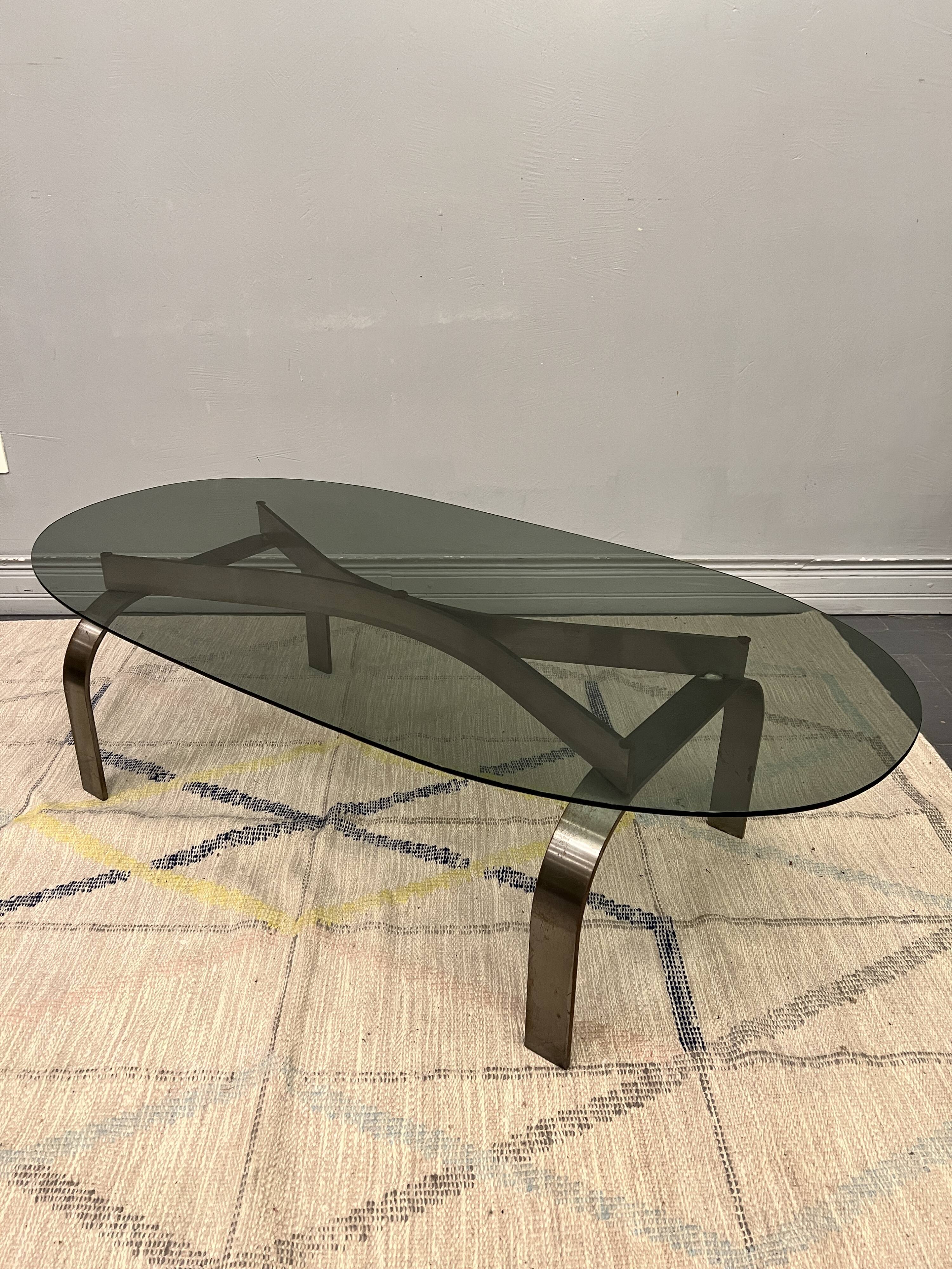 Chromed coffee table and smoked glass