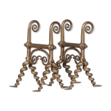 2 brass antique fire dogs