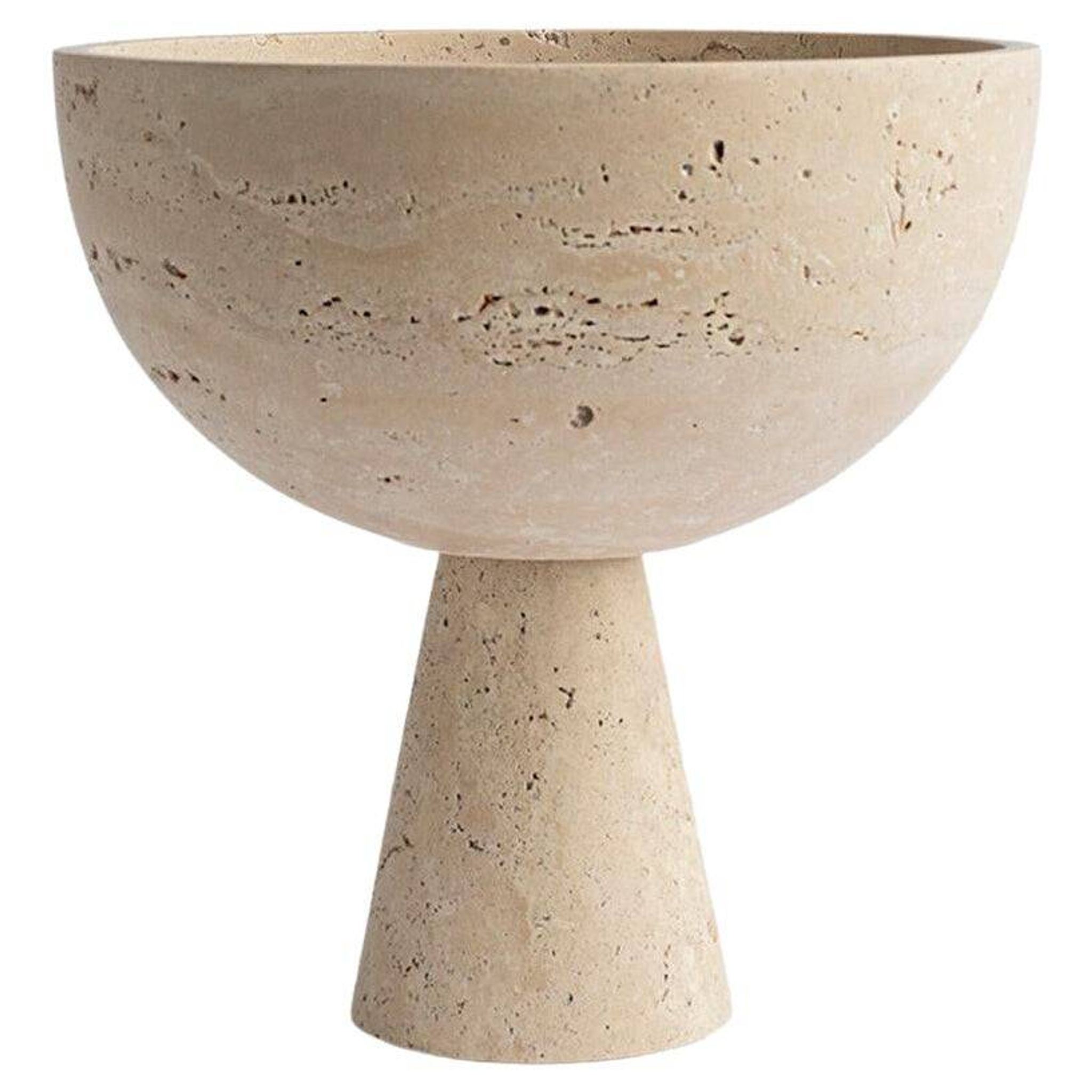 XL travertine pedestal bowl