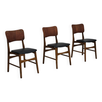 1960s, Danish design by Ib Kofod Larsen, set of 3 dining chairs model 62.