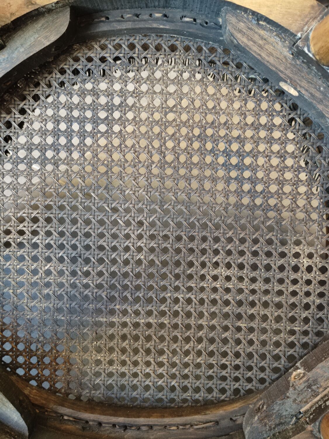 Louis XVI style office armchair in walnut and canning