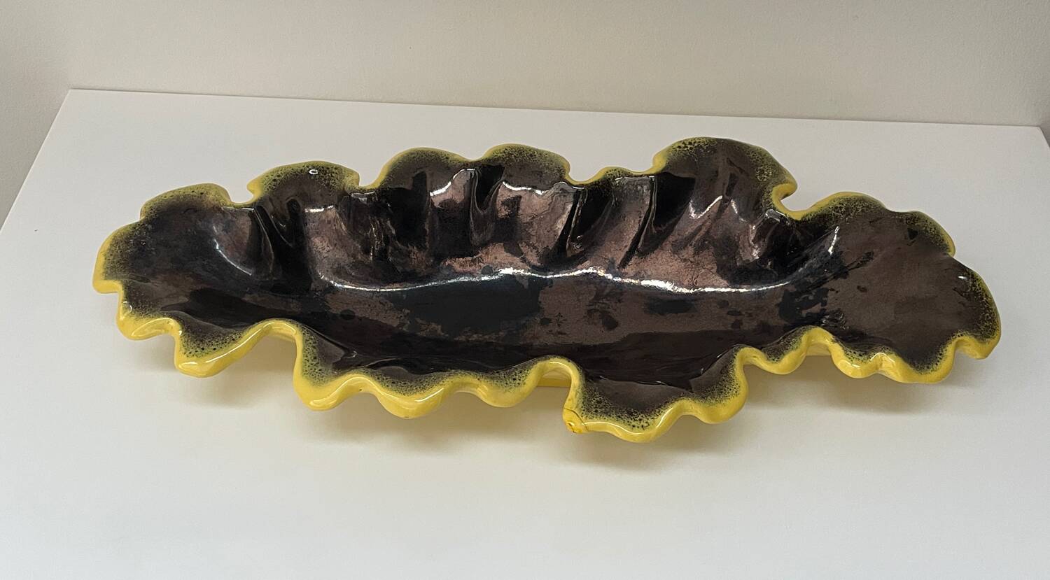 Ceramic leaf centrepiece Ceramidi Marseille vintage ceramics