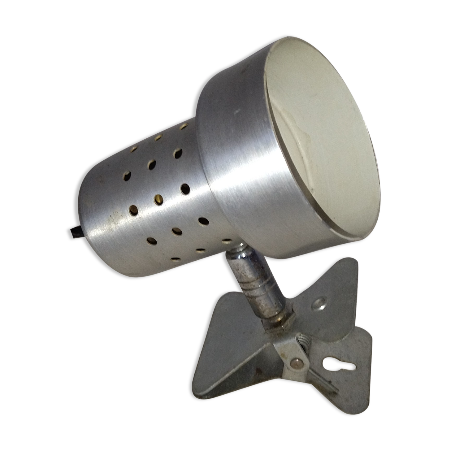 Spot lamp with brushed metal clamp 70's