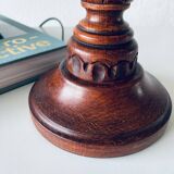 Turned wood lamp