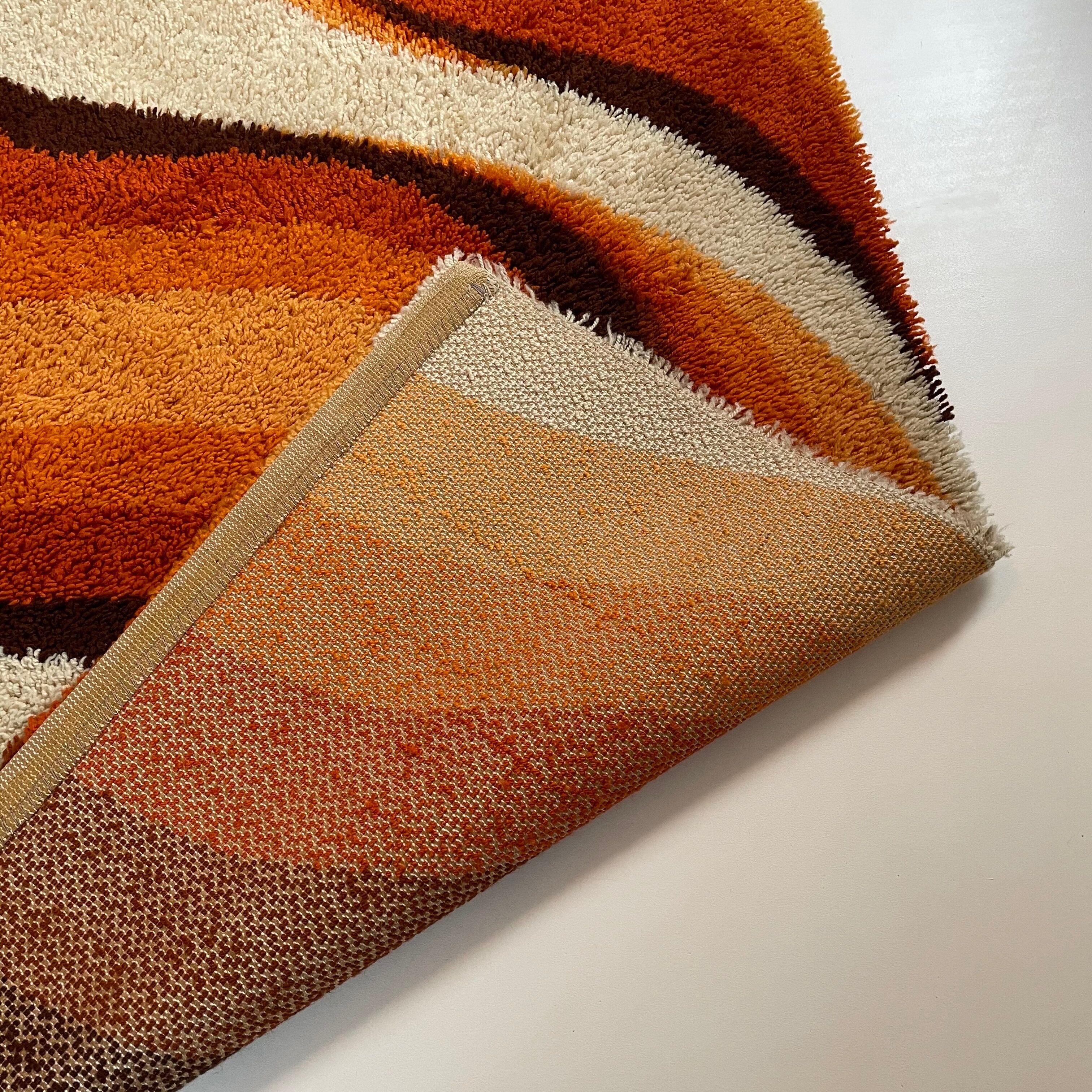 Large Psychedelic "WAVE"High Pile Rug by Prinstapijt Desso, Netherlands 1970s