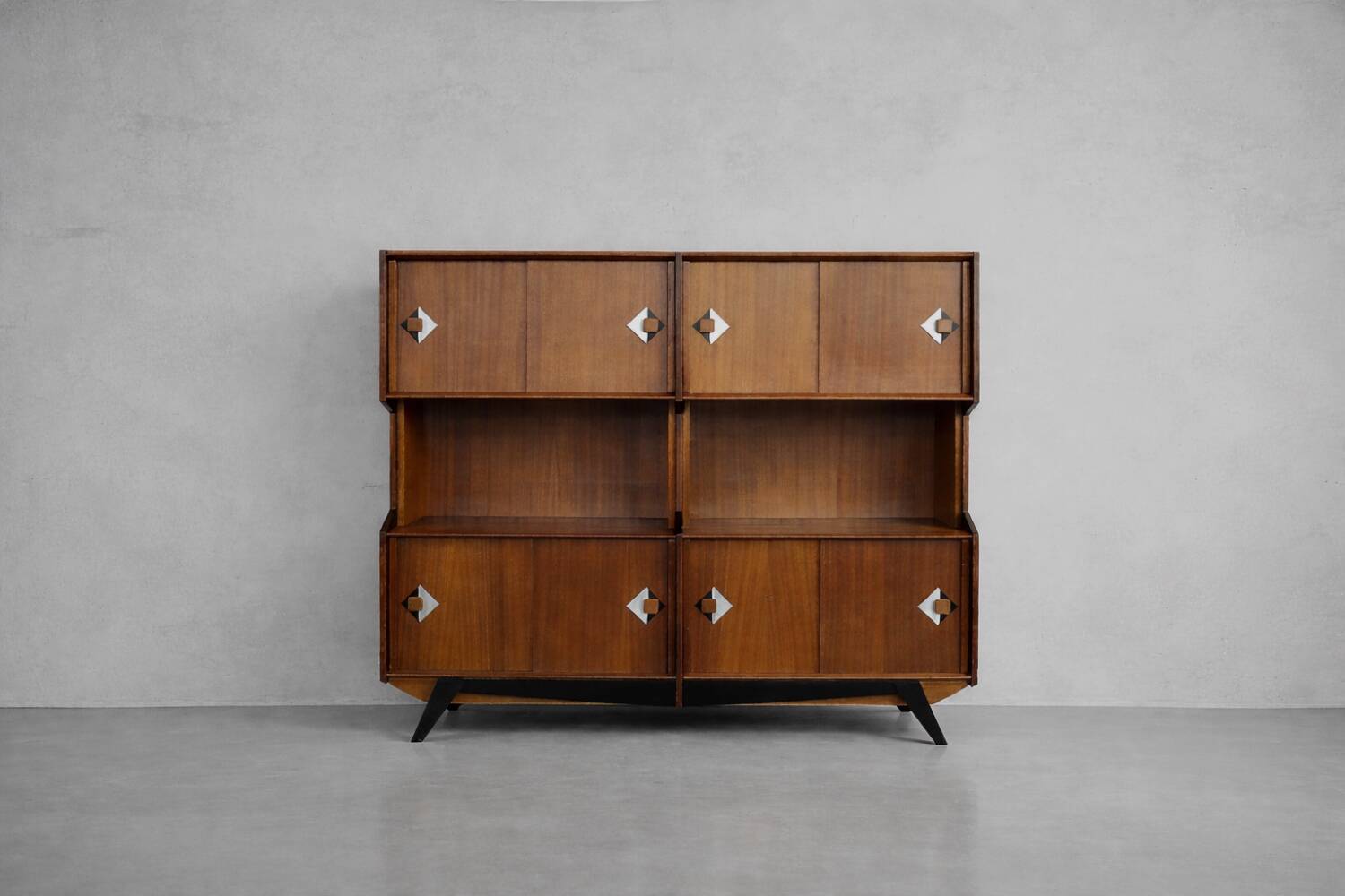 Vintage Mid-Century Danish Modern Teak Sideboard with Hand-Painted Pattern
