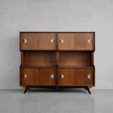 Vintage Mid-Century Danish Modern Teak Sideboard with Hand-Painted Pattern