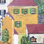 Oil on wood "city" Bernier