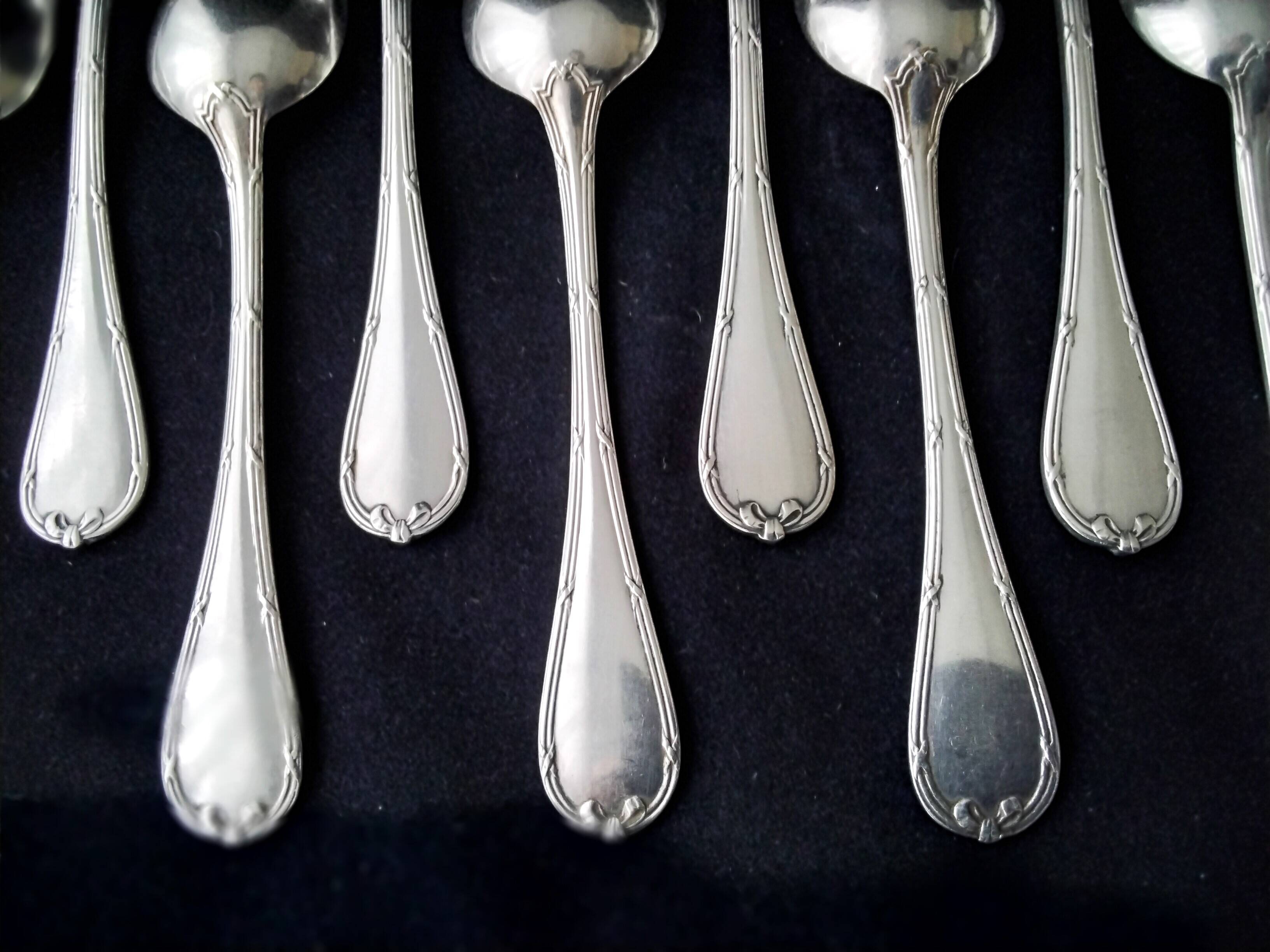Box of 12 Christofle teaspoons Ribbons model