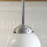 Opaline globe industrial pendant light - mid. 20th century