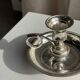 Pair of small antique silver-plated candlesticks D12 H8