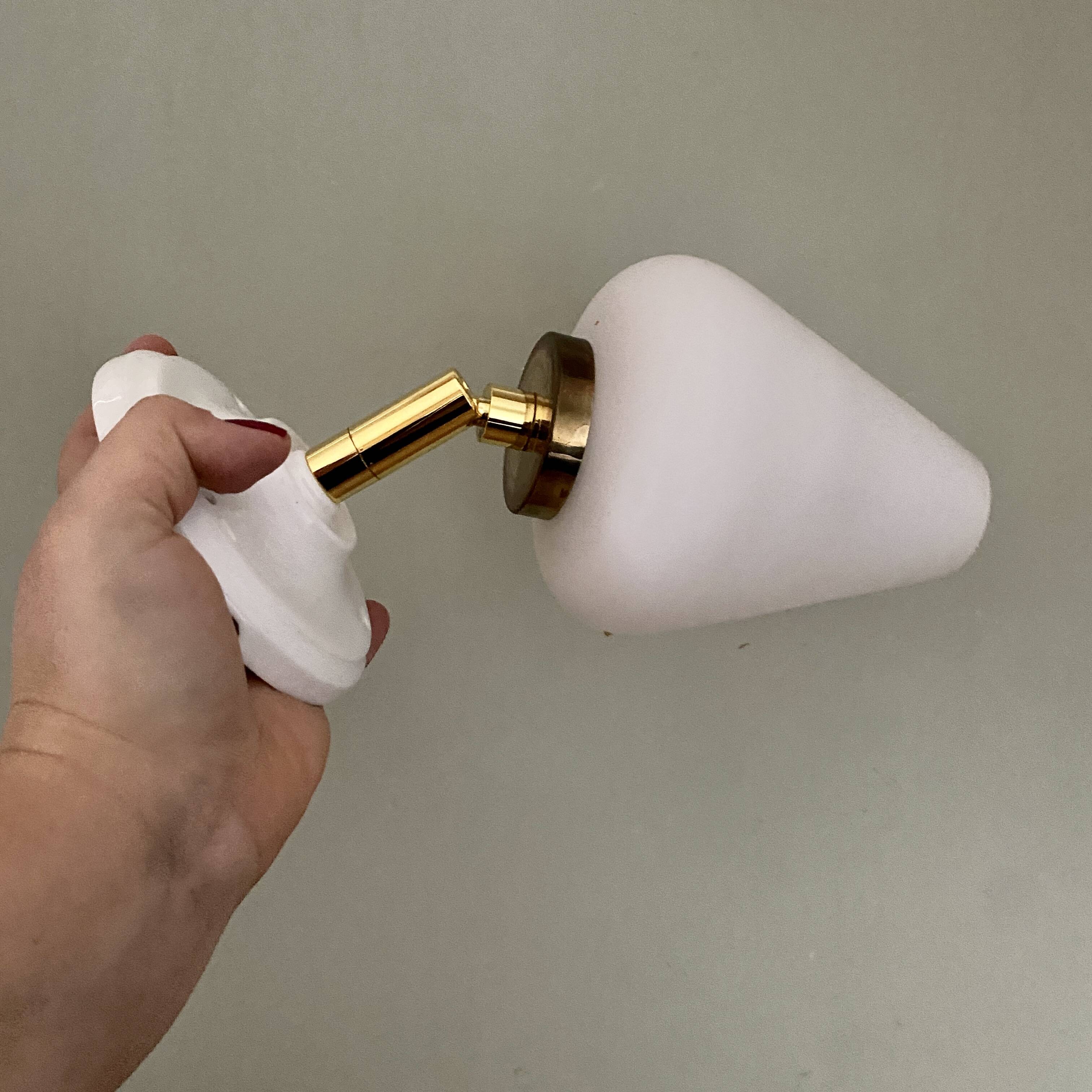 Vintage tulip wall light in white opaline