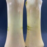 Pair of glass vases decorated with lake landscapes early 20th century LEGRAS