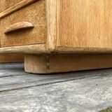 Antique light oak desk from the 1950s with 4 drawers