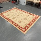 Traditional Living Room Rug, Cream Red Floral Oriental Carpet 119x175cm