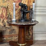 Empire Pedestal Table in Cuban Mahogany, Levanto Marble