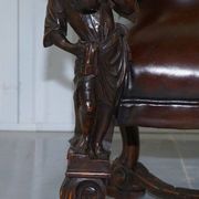 Carved Walnut Baroque Venetian Bench with Leather