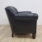 Vintage club armchair with studs, leather, Art Deco, 1930s/40s.
