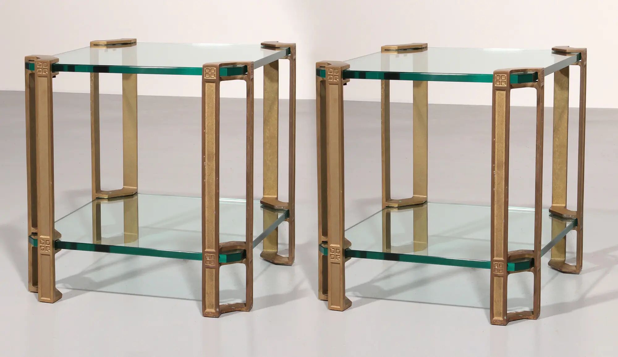 Peter Ghyczy side or coffee tables T24 double glass 70s design 45x45x45