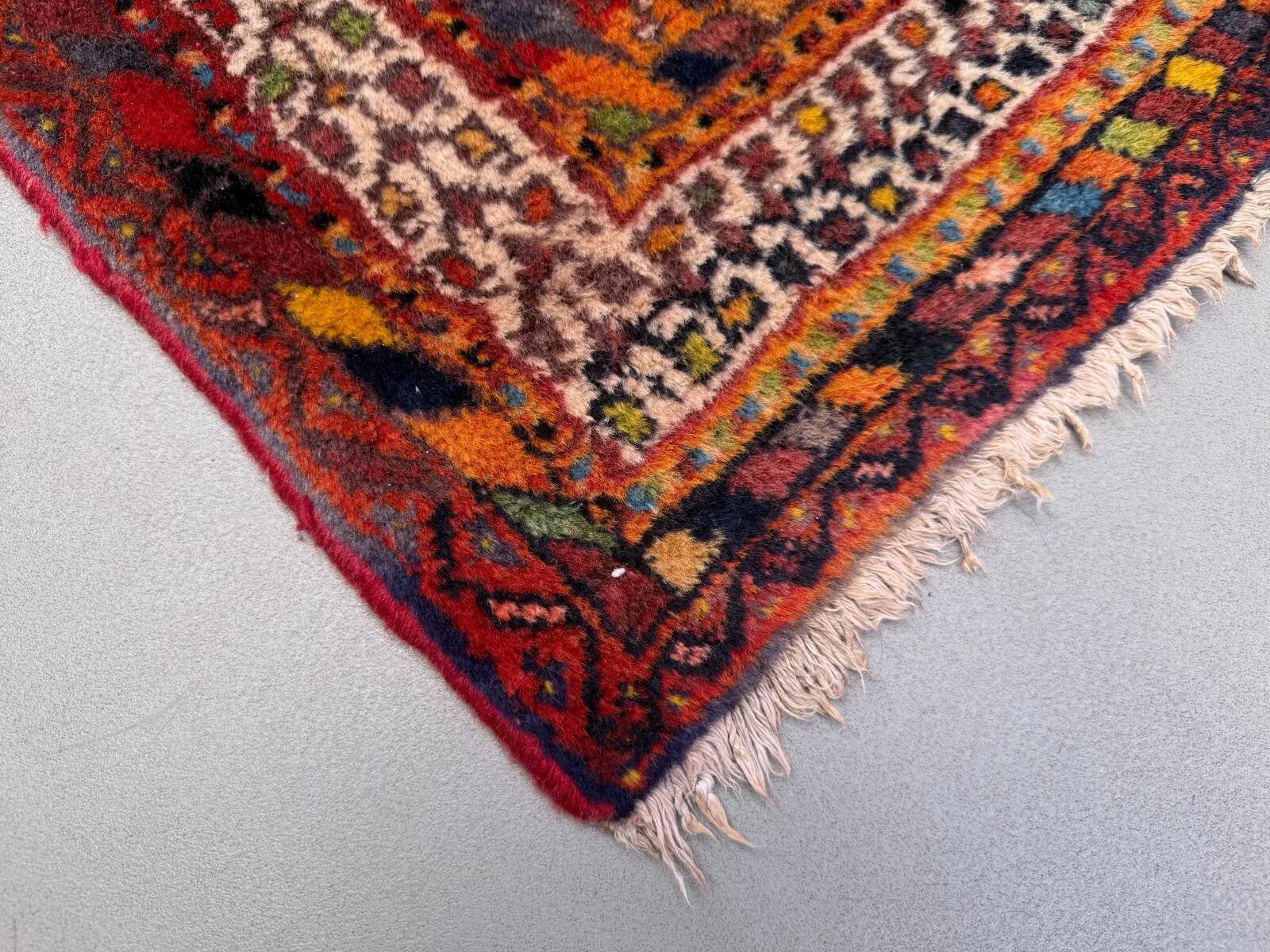 Vintage tribal rug 170x240 cm, wool oriental handmade rug large 2553
