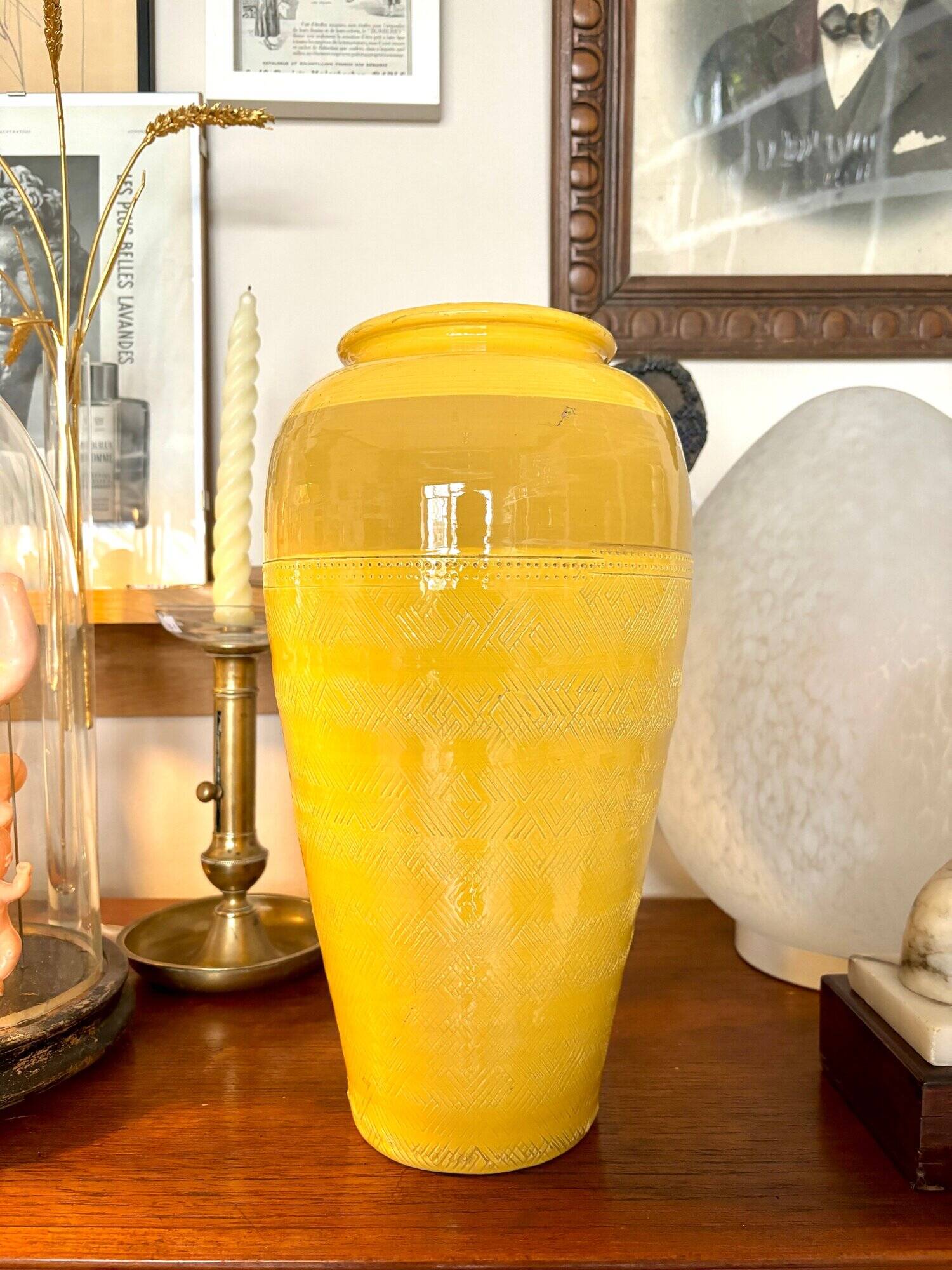 Yellow glazed ceramic vase
