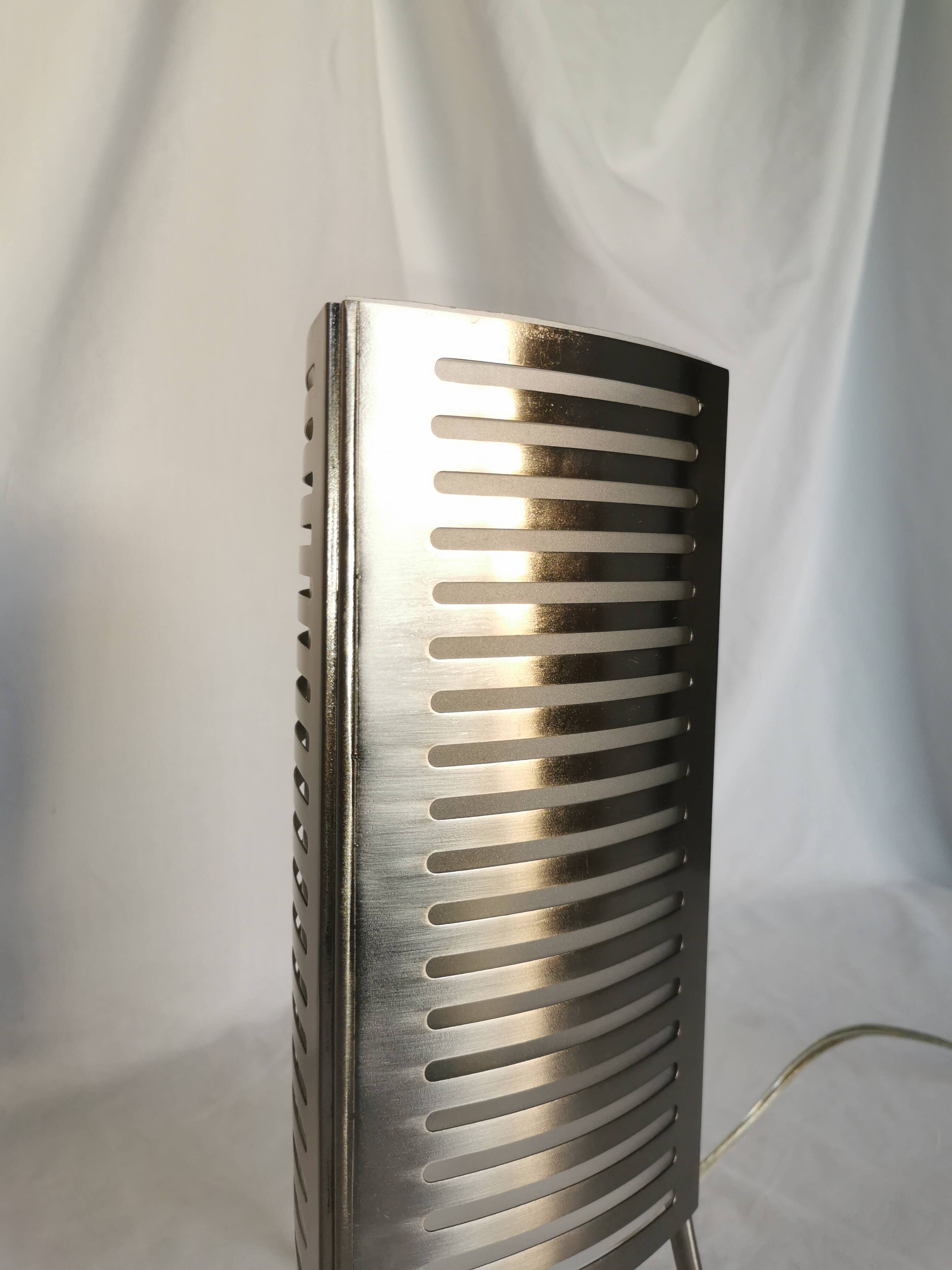 Openwork stainless steel table lamp, Sweden, 1990
