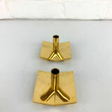 Pair of Scandinavian brass candle holders, model N°70, Pierre Forsell for Skultuna, 1960