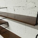 Zigzag string shelf 3 black ladders 5 teak shelves 1950