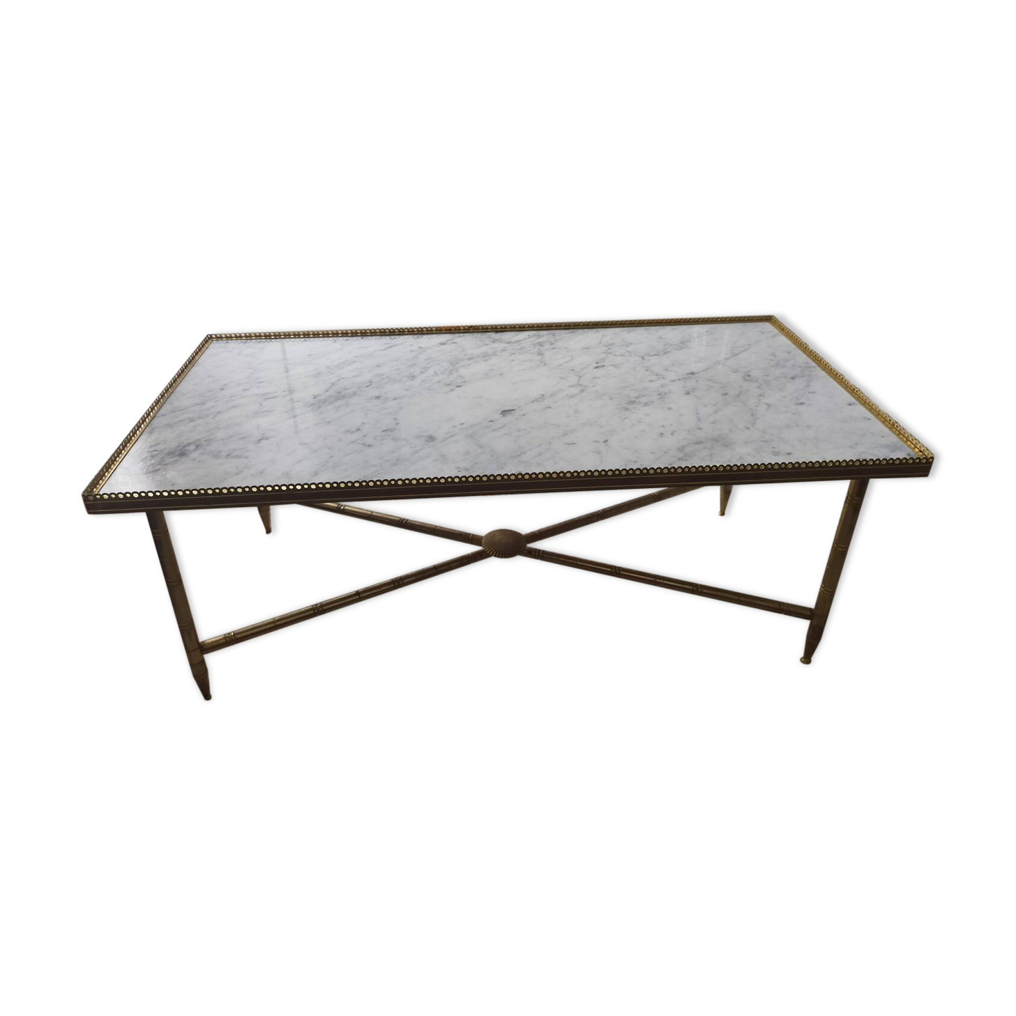 Marble and brass coffee table, French work 1971