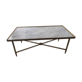 Table basse en marbre et laiton, travail français 1971