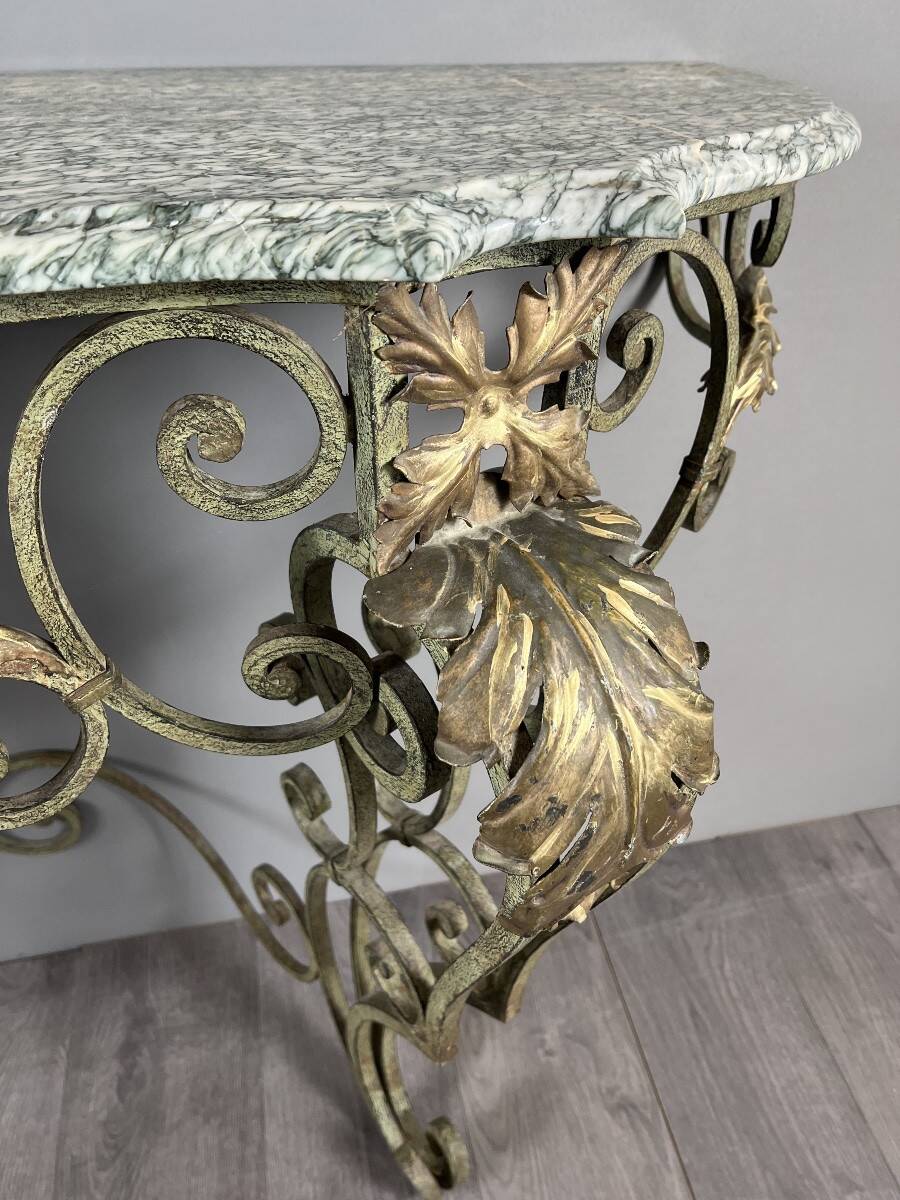 Wall console in wrought iron, 20th century