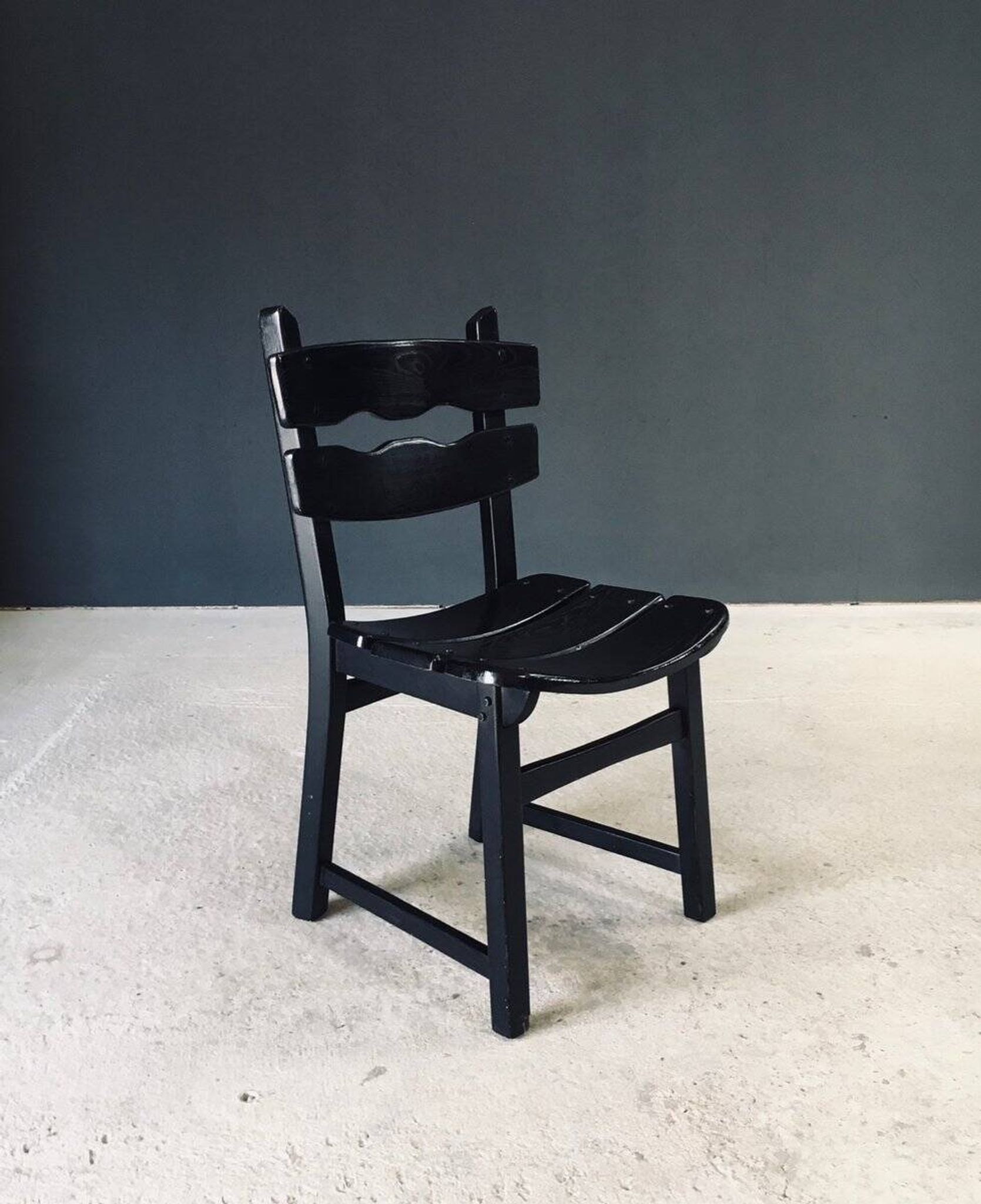Brutalist dining chairs by Dittmann for Awa Radbound, Netherlands, 1970s, set of 6.