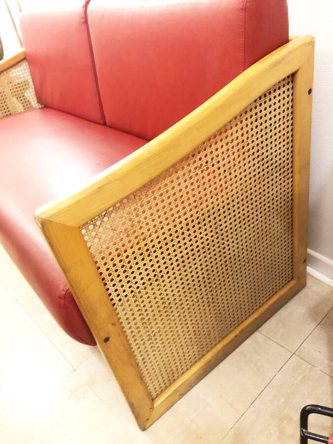 Banquette cannage vintage, 1980
