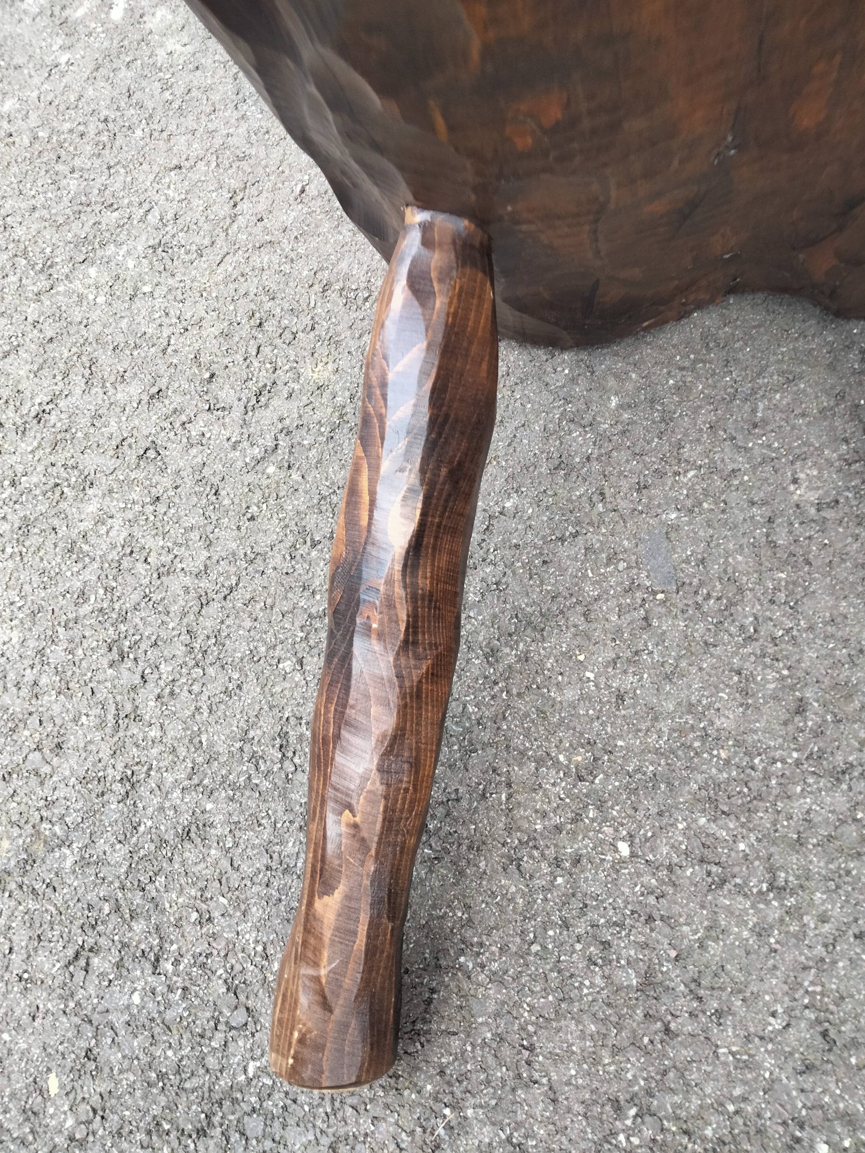 Old wooden side table vintage tree trunk décor