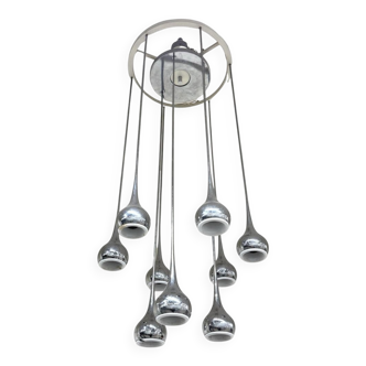 Modernist 9-Light Chandelier attributed to Angelo Brotto for Esperia, 1970s