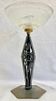 Art Deco lamp 1930 wrought iron opalescent glass fish Ezan