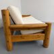 Canapé en pin massif et bouclette design scandinave des années 70
