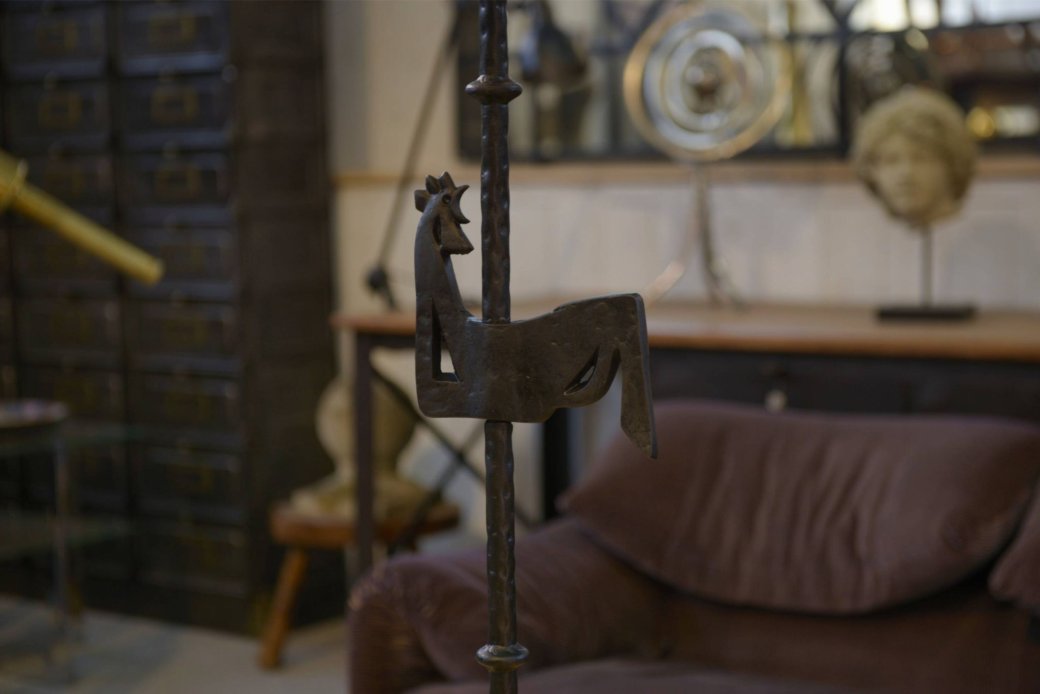Wrought iron floor lamp in the style of the Marolles workshops from the 1950s.