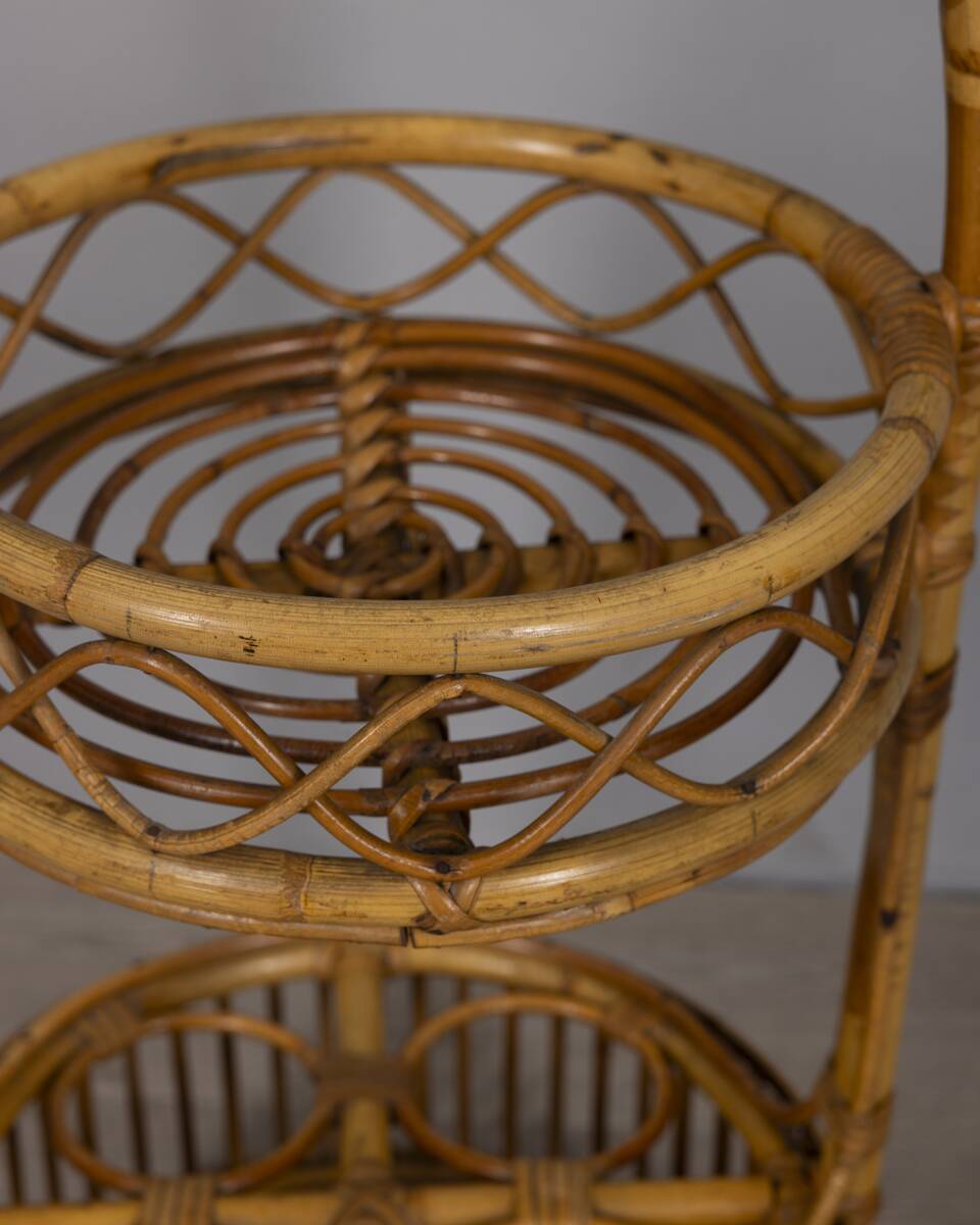 Vintage Italian Bamboo Bar Basket, 1960s