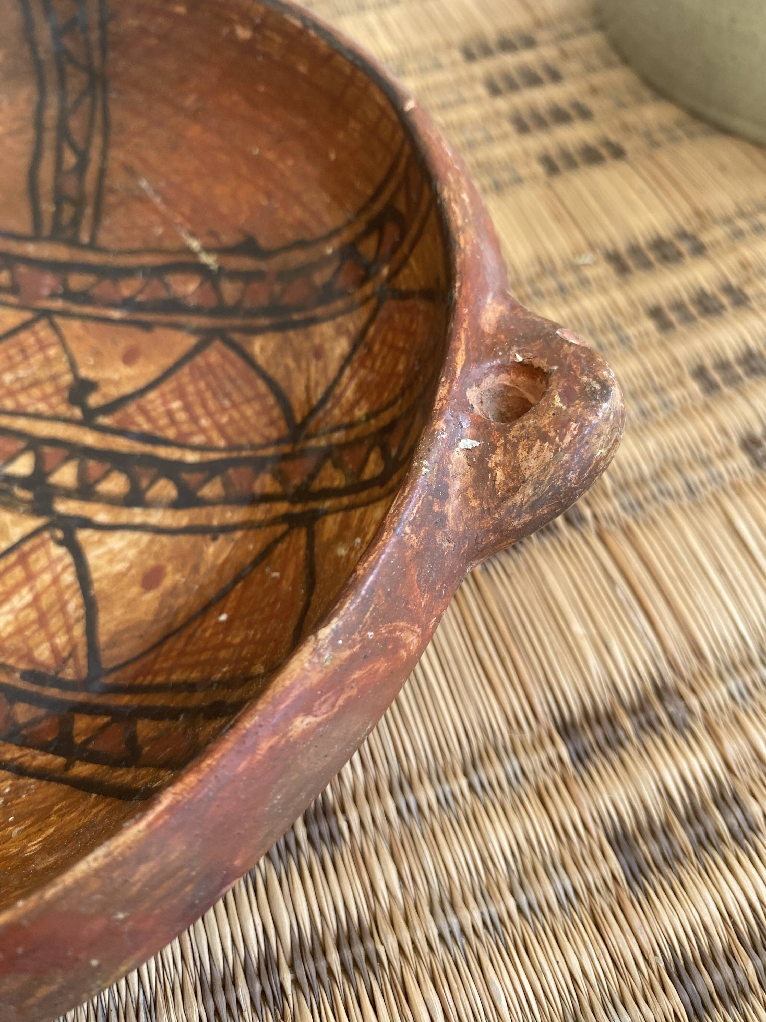 Berber dish, painted terracotta