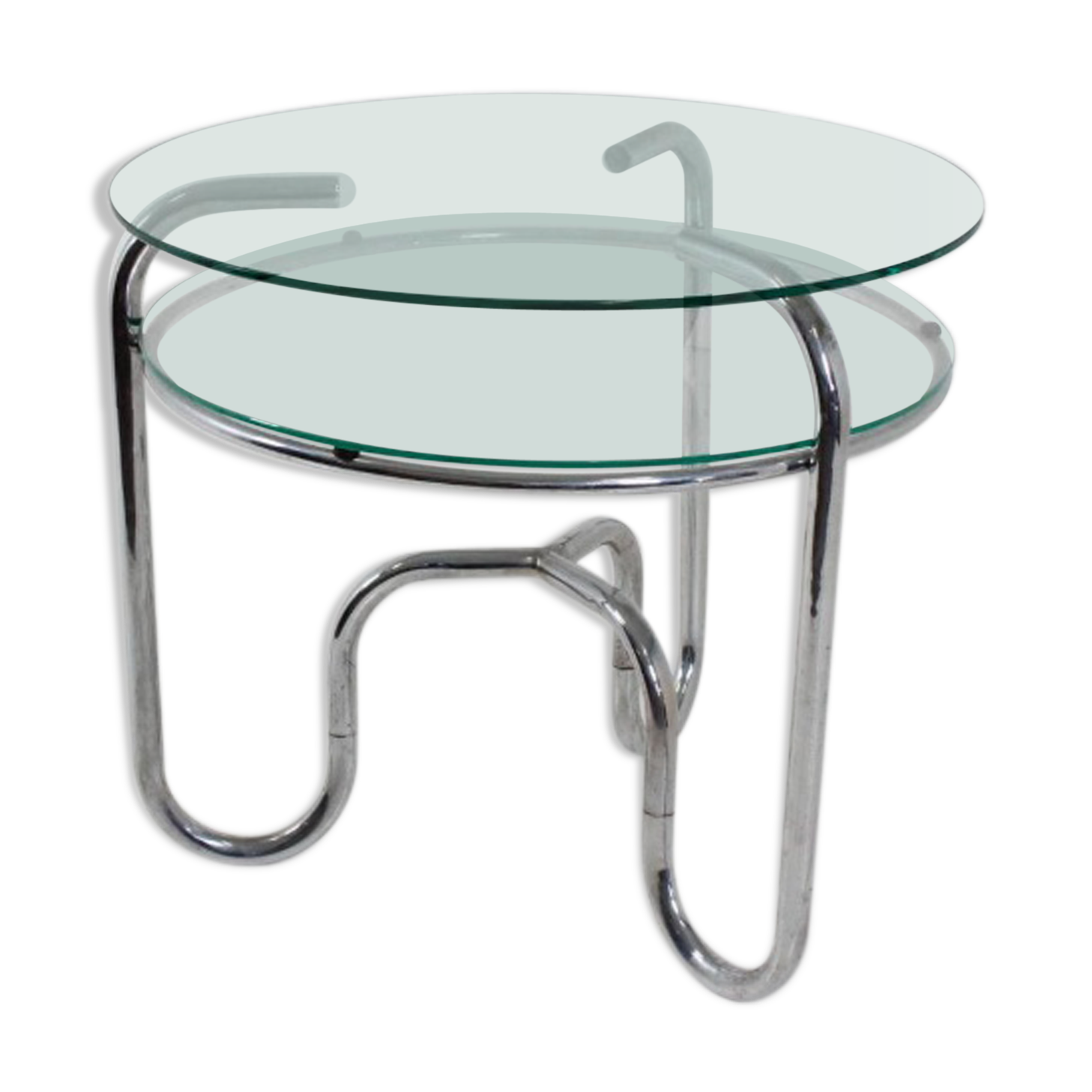 Table tubular steel and glass Czech Republic 1930 s vintage