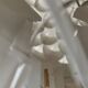 Rhythmic sculptural globe pendant light by H. Milanda, Scandinavian design, 1970