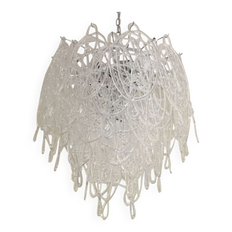 Lustre en verre de murano « ragnatela » transparent d60